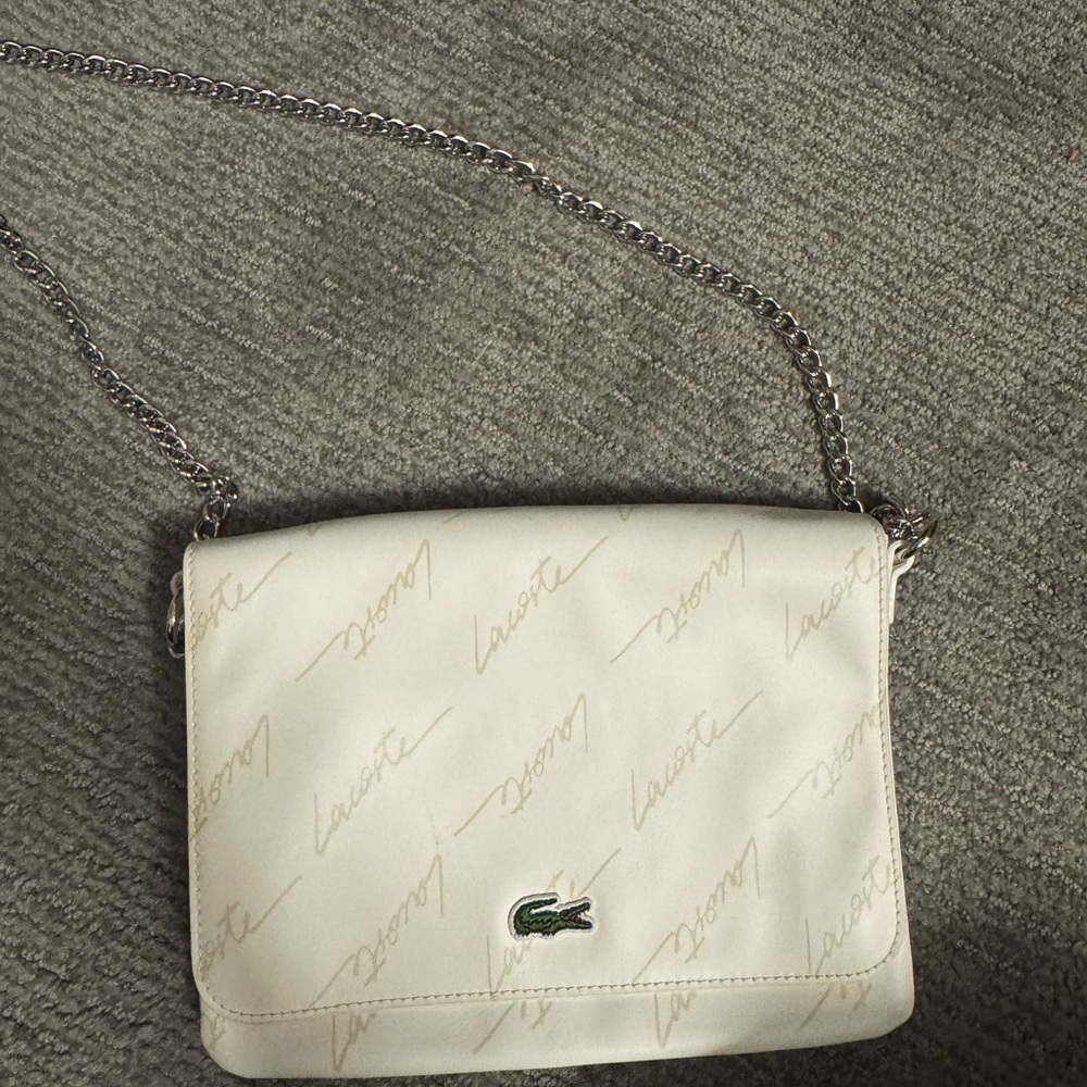 Lacoste White Crossbody Bag with Chain Strap